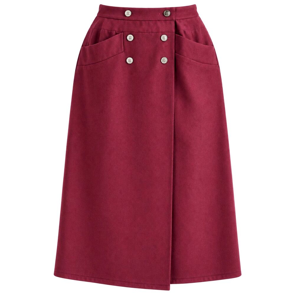Vintage 1980s Chloé Burgundy Wool Wrap Midi Skirt France